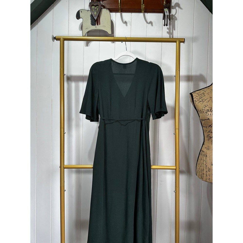 Old Navy Womens Dark Green Short Sleeve V-Neck Wrap Maxi Dress Size M